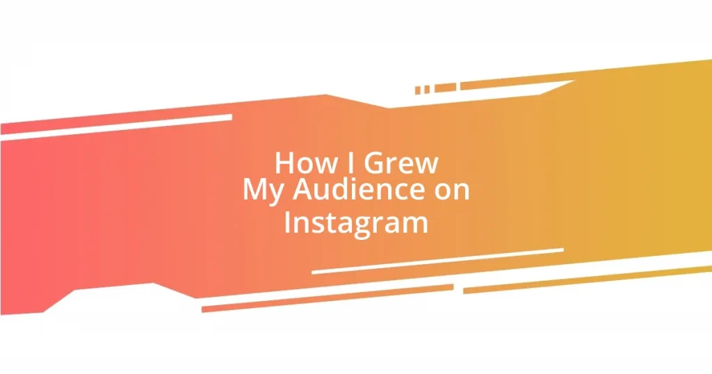 How I Grew My Audience on Instagram